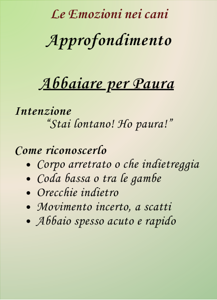 Scheda sui comportamenti del cane